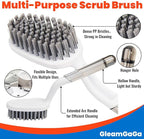 3 Pack Shower Scrub Brush Set – Heavy-Duty Scrub Brushes for Cleaning with Long Handle, Stiff Bristles Grout Brush, Shower Scrubber for Bathroom, Bathtub, Kitchen, Tile, Floor, Grout, Sink & Carpet