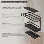 Pull Out Spice Rack Organizer for Cabinet, 1 Pack Metal Seasoning Organizer Slide Out Spice Storage Shelf No Assembly Vertical Spice Rack Pullout for Kitchen & Bahthroom No Drill(2 Tier,Black)