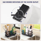 Sponge Holder for Kitchen Sink, Sink Caddy Organizer with High Brush Holder, Kitchen Countertop Organizers and Storage Essentials, Kitchen Decor, Rustproof 304 Stainless Steel