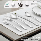 E-far Silverware Set for 8, 40-Piece Heavy Duty Stainless Steel Flatware Cutlery Set - Mirror Polished & Dishwasher Safe, Metal Eating Utensils Includes Spoons and Forks Knives for Home Kitchen
