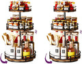Heavy-Duty 3-Tier Lazy Susan Organizer, Adjustable to Different Heights, Countertop Spice Rack, Upgraded Thickened Wooden Board, Suitable for Seasoning Organizer, Kitchen Organization