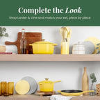 Larder & Vine 12-Piece Silicone Kitchen Cooking Utensils Set with Stainless Steel Handle and Ceramic Holder, Dishwasher Safe Set of Kitchen Essentials (Limoncello)