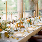 Bestluck 350PCS Gold Plastic Dinnerware Set for 50 Guests, Disposable Plates for Party, Wedding and Dinner, Include 50 Dinner Plates, 50 Dessert Plates, 50 Set Silverware, 50 Cups, 50 Napkins