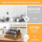 Bamboo Spice Rack Organizer for Cabinet 3 Tier Countertop Step Spice Shelf for Kitchen Storage and Organizer (Brown - 2 Pack)