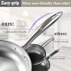 Stainless Steel pots and pans set, 6 Piece Nonstick Induction Kitchen Cookware Set, Works with Induction/Electric and Gas Cooktops, Nonstick, Oven Safe, Camping Cookware