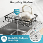 iSPECLE Expandable Dish Drying Rack for Kitchen Sink - Rust Resistant Adjustable Over the Sink Dish Drainer with Non Slip Rubber, 12.7" W x 12.8"-25.2" L, Black
