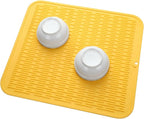 MicoYang Silicone Dish Drying Mat for Multiple Usage,Easy clean,Eco-friendly,Heat-resistant Silicone Mat for Kitchen Counter or Sink,Refrigerator or Drawer Liner Yellow 2XL 24 inches x 18 inches