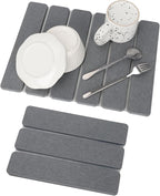 Stone Dish Drying Mat for Kitchen Counter, Eco-friendly, Instant Drying Pad,Diatomaceous Earth Water Absorbing Mat, Foldable and Super Absorbent Dish Drying Stone Mat, 16"×12", Dark Gray