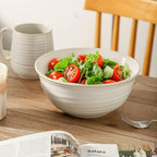 Serving Bowls Set of 2, 60 Ounce Ceramic Large Bowls, Deep Kitchen Bowls for Salad Soup Ramen Pasta Cereal Fruit, Microwave Oven Dishwasher Safe, Ideal for Home Dining & Gifting, Creamy White