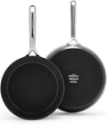 GreenPan 9.5” & 11” Ceramic Nonstick Frying Pan Skillet Set, PFAS-Free, Hard Anodized Cookware, Induction Compatible & All Cooktops, Dishwasher & Oven Safe, GP5 Stay-Flat Surface, Black