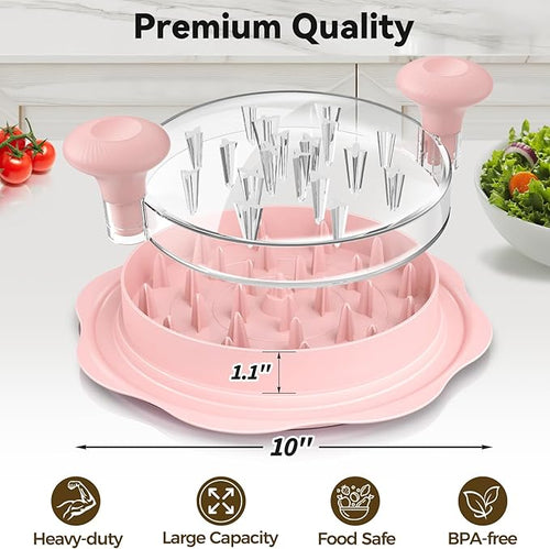 10" Pro Chicken Shredder Tool Twist Large for Kitchen, BPA-Free Food-Safe Meat Grinder, Visible Chicken Breast Meat Shredder with Strong Anti-Slip Bottom & Ergonomic Handle, Pink