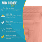 Refrigerator Liners for Shelves by Linda’s Essentials - Easy to Clean Fridge Liner with Spill Protection Fridge Shelf Liners & Drawer Liner, Nonslip BPA-Free Refrigerator Mats (Pink Roll)