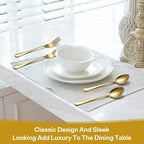 12 Pieces Spoons and Forks Set,Food Grade Stainless Steel Flatware Cutlery Set,6 Forks(6.8 inch)and 6 Spoons(6.6inch)Silverware Set for Home,Kitchen,Restaurant-Mirror Polished & Dishwasher Safe(Gold)