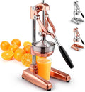 Zulay Professional Citrus Juicer - Premium Manual Citrus Press and Orange Squeezer - Metal Lemon & Lime Squeezer - Extra Tall Heavy Duty Cast Iron Manual, Rose Gold