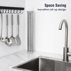 Tomorotec 17.7" x 12.5" Roll Up Dish Drying Rack Over Sink Drying Rack Sink Cover Kitchen Sink Accessories Gadget Multipurpose Organizer Foldable Stainless Steel Drainer