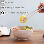 Unbreakable Wheat Straw Cereal Bowls Set of 4, 24 OZ Microwave and Dishwasher Safe Lightweight Soup and Salad Bowl Sets, Reusable Dessert Bowls for Rice, Pasta, Snack, Fruit, BPA Free (Beige)
