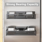 Magnetic Spice Rack for Refrigerator, 2 Pack Magnetic Shelf, Fridge Magnet Organizer with Moveable 4 Hooks, Magnetic Fridge Shelf for Kitchen Organization and Storage (2 Pack)