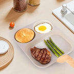 CLANK 3-in-1 Nonstick Egg Pan with Divided Nonstick Griddle, Multi-Function Breakfast Pan/Pancake Pan for Gas and Induction Cooktops, White Granite Texture