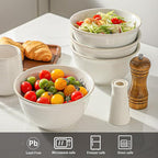 Soup Bowls,40 Ounce Deep Ceramic Bowl Sets for Cereal Soup Salad Pasta Popcorn Oatmeal Breakfast, Durable Serving BowlsSuit For Housewarming, Microwave Safe & Dishwasher Safe, Creamy White