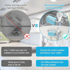 Yazoni 2-in-1 Sponge Holder for Kitchen Sink, Sink Caddy Kitchen Sink Organizer with 3 Suction Cups, No Drill Rustproof Sink Sponge Holder for Dish Brush, Soap & Sponge (Silver)