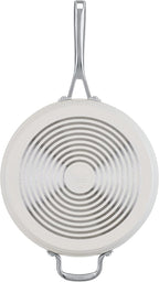 KitchenAid Hard Anodized Ceramic Induction Nonstick Cookware Saute Pan/Jumbo Cooker with Lid and Helper Handle, Dishwasher Safe, 5 Quart Sauteuse with Stainless Steel Handles - Porcelain White