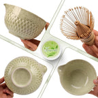 Joyscale Matcha Whisk Set, Matcha Set Whisk And Bowl, 8 Pcs Matcha Kit Set(Texture Design), 16 OZ, Japanese Matcha Tea Set, Matcha Making Kit Gifts for Tea Lovers(Macha Green)