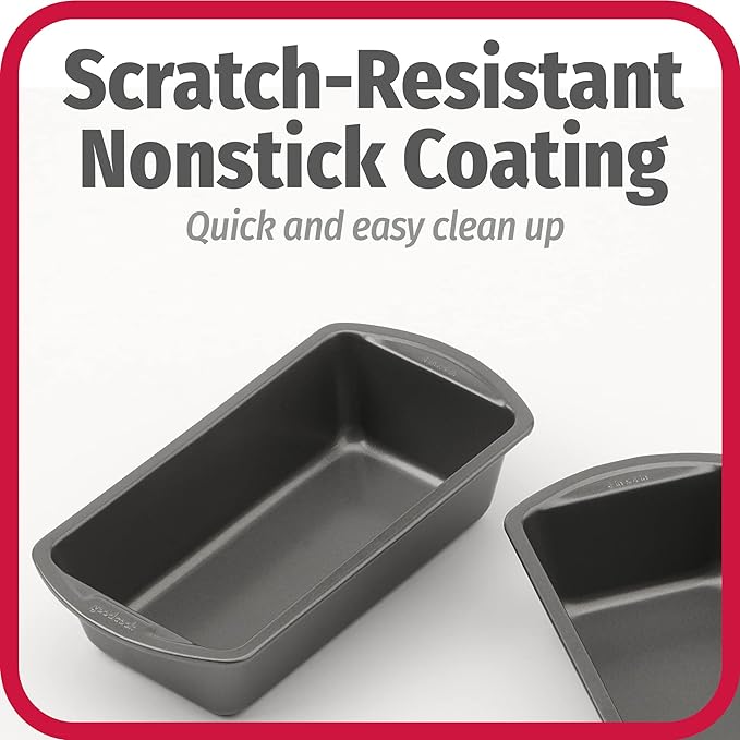 GoodCook Nonstick Loaf Pan 8 x 4-Inch Heavy-Duty Steel Bakeware with Easy-Clean Non-Stick Coating,Oven & Dishwasher Safe Pan for Meatloaf Breads Lasagnas Casseroles & More,Set of 2,Gray,(Pack of 12)