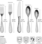 Mikasa, Lilah Flatware Service for 8, 45 Piece Set, 18/10 Stainless Steel, Silverware Set with Serving Utensils