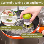 Good Grips Soap Dispensing Palm Brush, Dish Scrub Brush, Kitchen Brushes for Dishes, Kitchen Brush with Holder for Pot Pan Sink Cleaning (Gray)