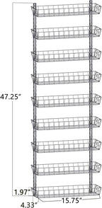 SWOMMOLY Adjustable Wall Mount Spice Rack, 9-Tier Dual-use (Multi-use) Organizer, Silver