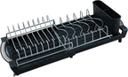 Dish Drying Rack Compact Expandable Double-Decker: Stainless, Rust-Proof, fits Kitchens/Apartments, extends 11.42"-19.9" (Black).