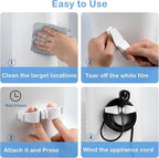Cord Organizer for Appliances, 8 Pack Upgraded Kitchen Appliance Cord Organizer Stick On Appliance Wire Organizer Wire Wrapper for Kitchen Appliances Mixers, Coffee Maker, Pressure Cooker