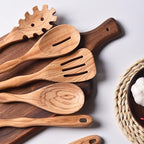 Gudamaye 12 inch Olive Wooden Utensils for Cooking, Long Handle Wooden Spoons for Cooking, 6 PCES Crafting Wooden Spoon Set, Wooden Kitchen Utensil set, Natural Olive Wood utensil Set