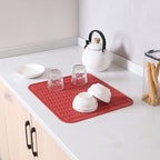 MicoYang Silicone Dish Drying Mat for Multiple Usage,Easy clean,Eco-friendly,Heat-resistant Silicone Mat for Kitchen Counter or Sink,Refrigerator or Drawer Liner Red XL 18 inches x 16 inches