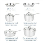 Viking Contemporary 3-Ply Pots and Pans Set, 10 Piece Stainless Steel Kitchen Cookware, Silver