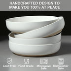 Gencywe 8.3" Pasta Bowls Set of 4, 34 oz Ceramic Salad Bowls, White Serving Plate, Wide and Shallow Bowl for for Fruits, Noodle, Dinner, Housewarming Wedding Christmas Dishwasher and Microwave Safe