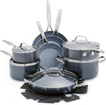 GreenPan Valencia Pro Ceramic Nonstick 16 Piece Cookware Set, Hard Anodized PFAS-Free Pots & Pans, Induction Ready, Compatible on All Cooktops, Dishwasher Safe, Oven Safe to 600F, Gray