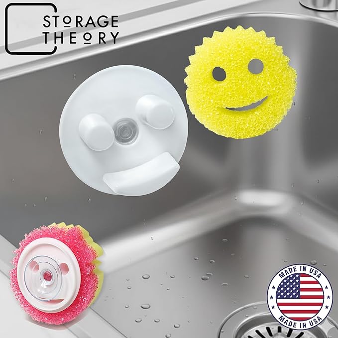 BeraTek Scrub Daddy Holder - Keep Sponges Clean and Dry with the Sponge Holder for Kitchen Sink - Compatible Scrub Mommy Holder - White, 1-Pack