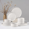 HaWare Dinnerware Sets, 12-Piece Plates and Bowls Set, Stoneware Dish Set for 4, Ceramic Dinnerware for Home Restaurant, Chip and Scratch Resistant, Microwave and Dishwasher Safe, Speckled White