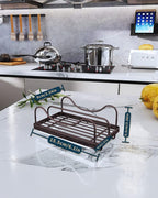 Consumest Kitchen Sink Organizer - Movable Sink Caddy for Countertop Organizer, 304 Stainless Steel Sponge Holder with Detachable Drip Tray for Kitchen Accessories,Bronze