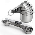 Measuring Cups and Spoons Set, 304 Stainless Steel Measuring Cups Set of 7,8 Magnetic Stainless Steel Measuring Spoons & 1 Leveler for for Measure Dry and Liquid Ingredients