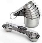 Measuring Cups and Spoons Set, 304 Stainless Steel Measuring Cups Set of 7,8 Magnetic Stainless Steel Measuring Spoons & 1 Leveler for for Measure Dry and Liquid Ingredients
