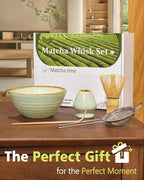 Matcha Whisk Set with Matcha Bowl, Matcha Whisk Holder Matcha Bamboo Whisks, Scoop, Sifter, Funny Gifts for Women Mom Her Girl Friend Home Kitchen Decor Gifts for Tea Enthusiasts Christmas