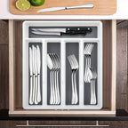 HaWare 49-Piece Silverware Set with Flatware Drawer Organizer, Stainless Steel Cutlery with 8 Steak Knives, Modern Eating Utensils Tableware Service for 8, Mirror Polished, Dishwasher Safe