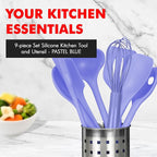 Chef Craft - Premium Silicone Kitchen Tools and Utensils Set, Non-Scratch, Withstands Temperatures up to 450°F, BPA-Free, 9 Piece Cooking Utensils Set, Pastel Blue