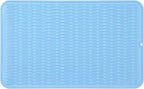 MicoYang Silicone Dish Drying Mat for Multiple Usage,Easy clean,Eco-friendly,Heat-resistant Silicone Mat for Kitchen Counter or Sink,Refrigerator or Drawer Liner Light Blue 4XL 32 inches x 18 inches