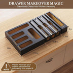9 IN 1 Bamboo Foil and Plastic Wrap Organizer for Kitchen Drawer, Plastic Bag Organizer Organization and Storage, Food Storage Bag Organizer (BLACK)