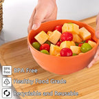Unbreakable Wheat Straw Cereal Bowls Set of 4, 24 OZ Microwave and Dishwasher Safe Lightweight Soup and Salad Bowl Sets, Reusable Dessert Bowls for Rice, Pasta, Snack, Fruit, BPA Free (Orange)