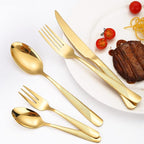Hammered Silverware Set Gold Modern Stainless Steel Flatware for 4 Forks Knives and Spoons Party Dinning Utensils Elegant Creative Design Handle Festival Parties Everyday Use