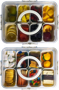 VOUKEN 2PCS Plastic Divided Serving Tray with Lid Snackle Box Charcuterie Container Portable Snack Platters Organizer for Candy, Fruits, Snacks, Nuts, for Party, Entertaining, Picnic (8 Compartment)